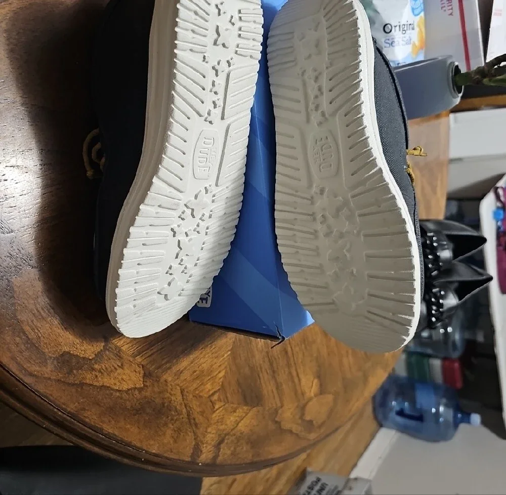 Hey Dude Wally Mid Waxed Navy Canvas Casual Men's Shoes with Tan Laces